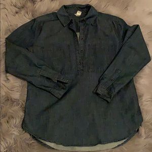 Denim shirt.